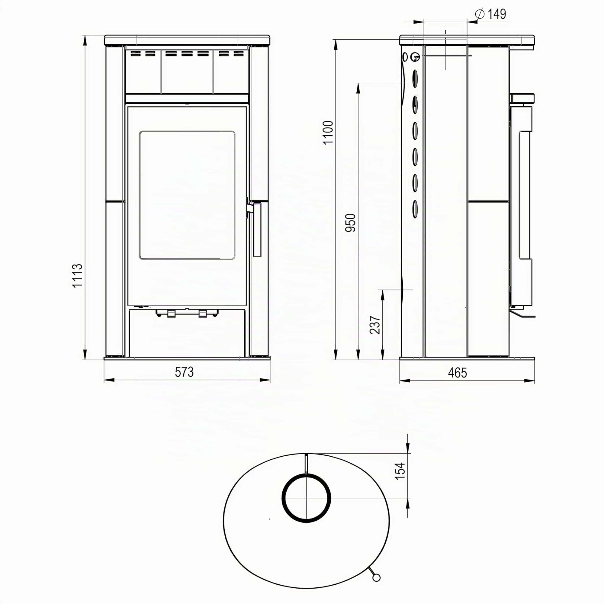 H&M Basic 2.0 Kaminofen 7kW gussgrau Naturstein