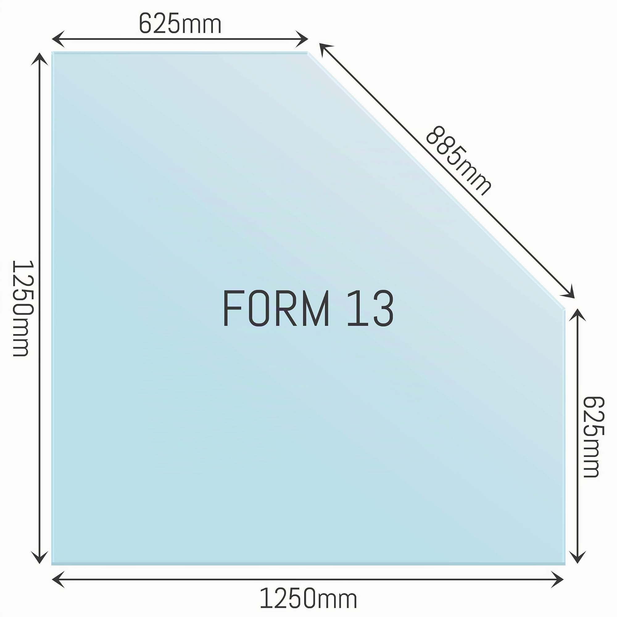 H&M Germany Fünfeck Funkenschutzplatte Glas 125x125cm 6mm