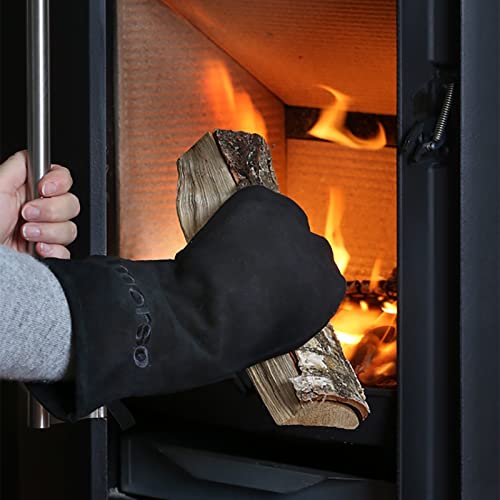 Morsø Kaminhandschuh Links Wildleder schwarz