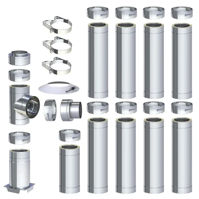 H&M Schornstein-Paket 9,7m 180mm Edelstahl