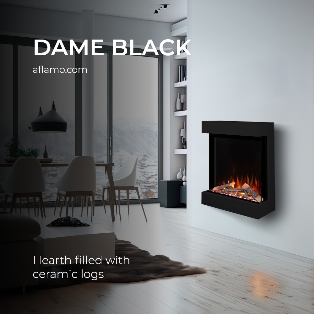 Aflamo Dame Schwarz Bioethanol Wandkamin