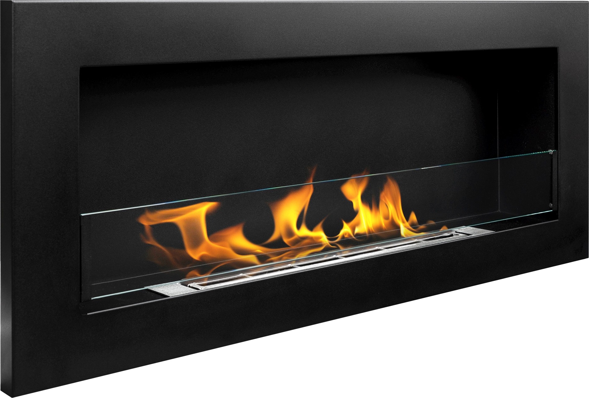 Aflamo Honos mit Glas Bioethanol Wandkamin schwarz matt
