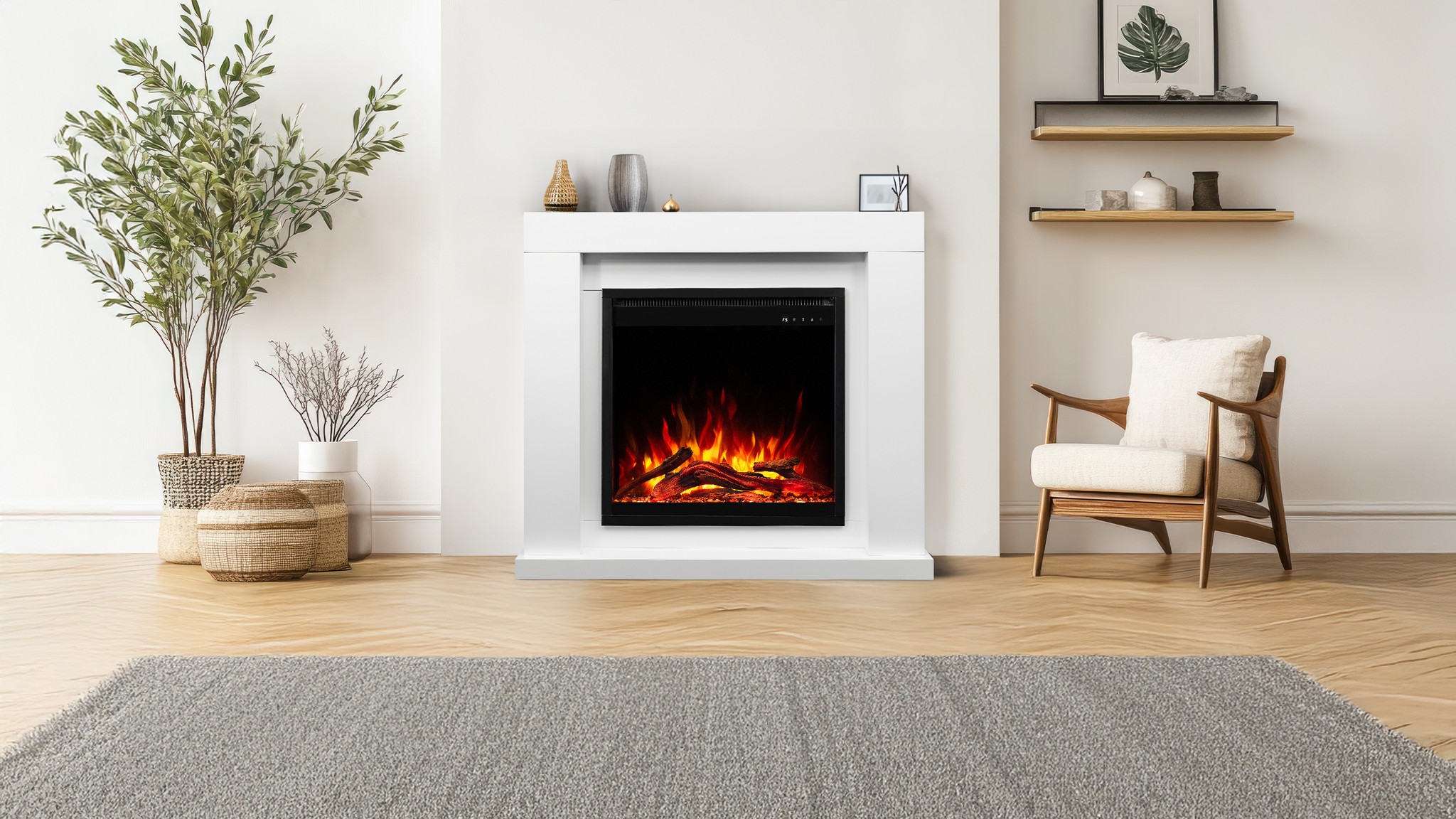 Aflamo Jolo White Elektro-Standkamin weiß mit Flammeneffekt