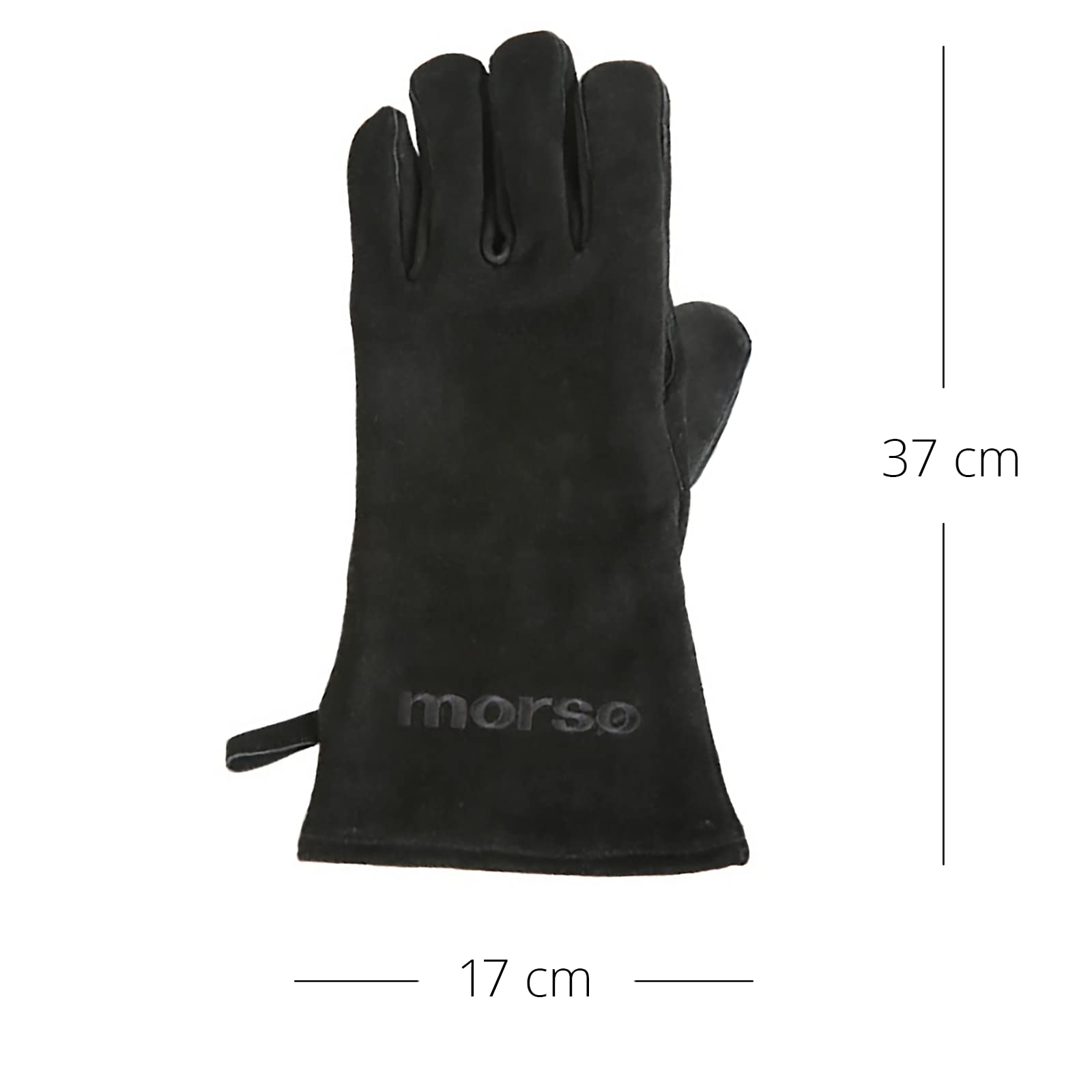 Morsø Kaminhandschuh Links Wildleder schwarz