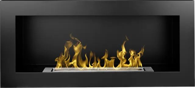 Aflamo Honos Bioethanol Wandkamin schwarz matt mit TÜV-Brenner