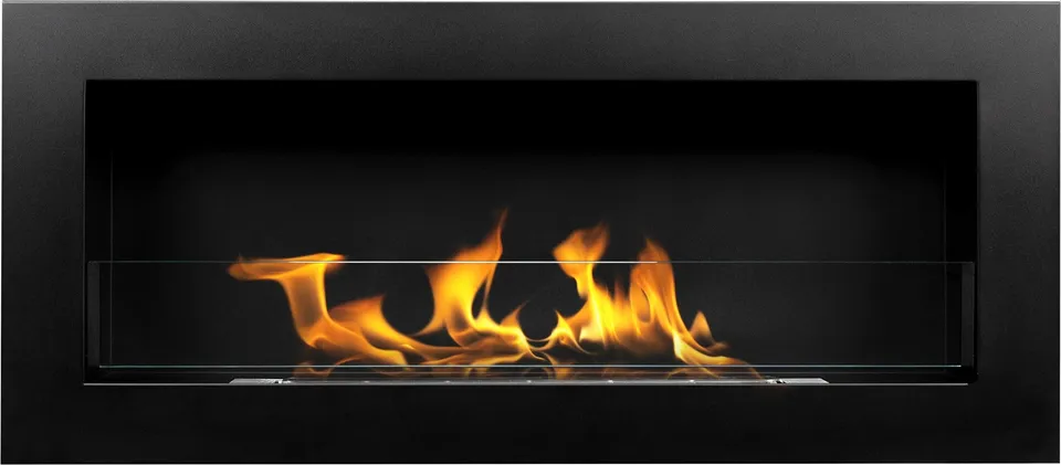Aflamo Honos mit Glas Bioethanol Wandkamin schwarz matt