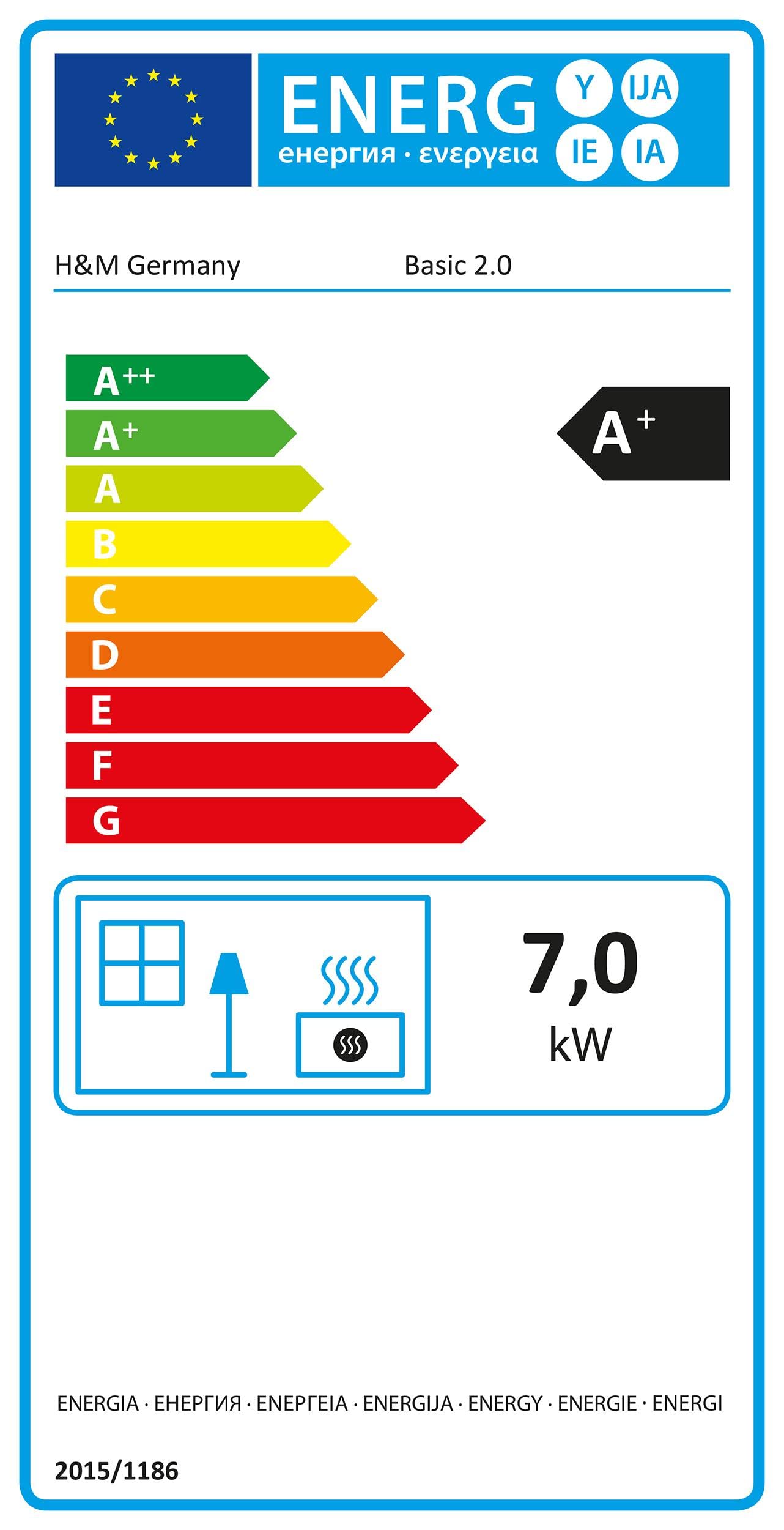 H&M Basic 2.0 Kaminofen 7kW gussgrau Naturstein