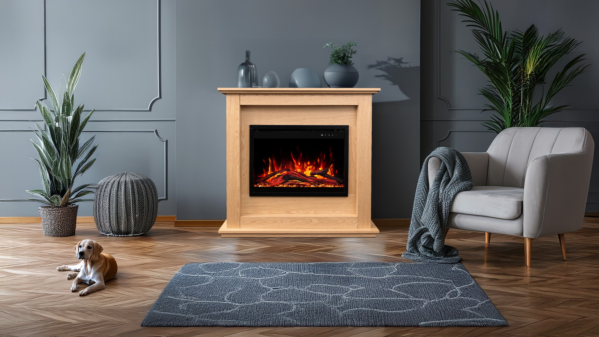 Aflamo Sund Oak Standkamin Bioethanol Eiche