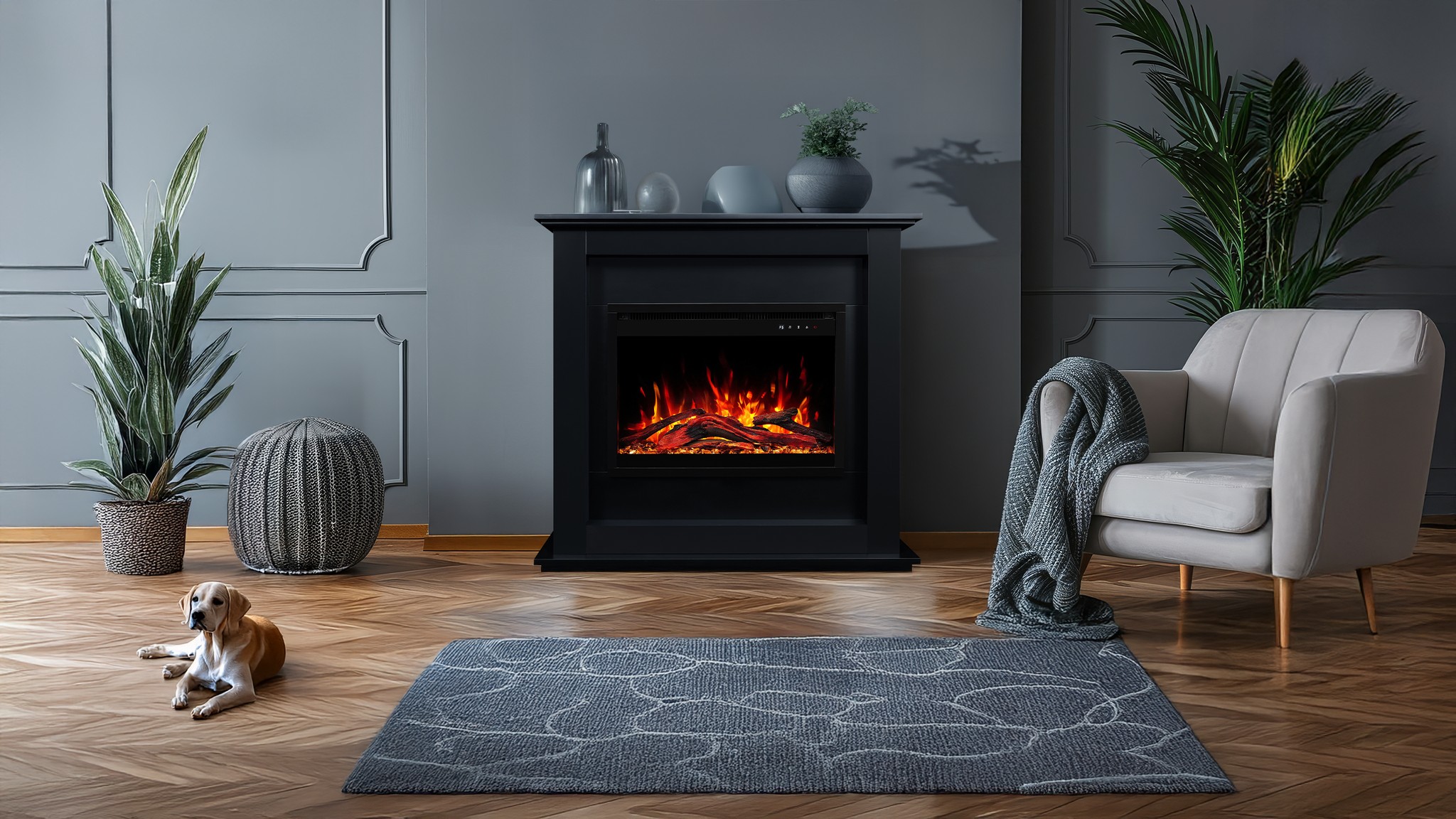 Aflamo Sund Black Bioethanol Standkamin schwarz