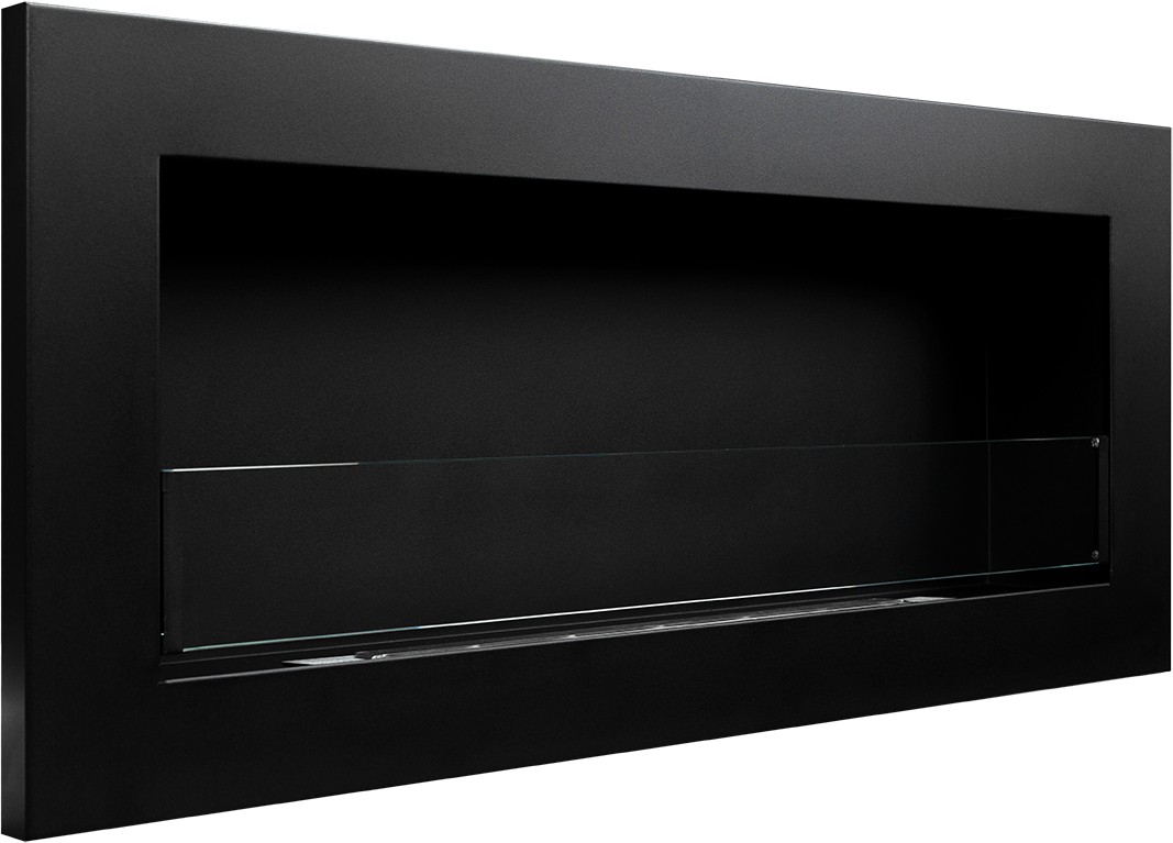 Aflamo Honos mit Glas Bioethanol Wandkamin schwarz matt