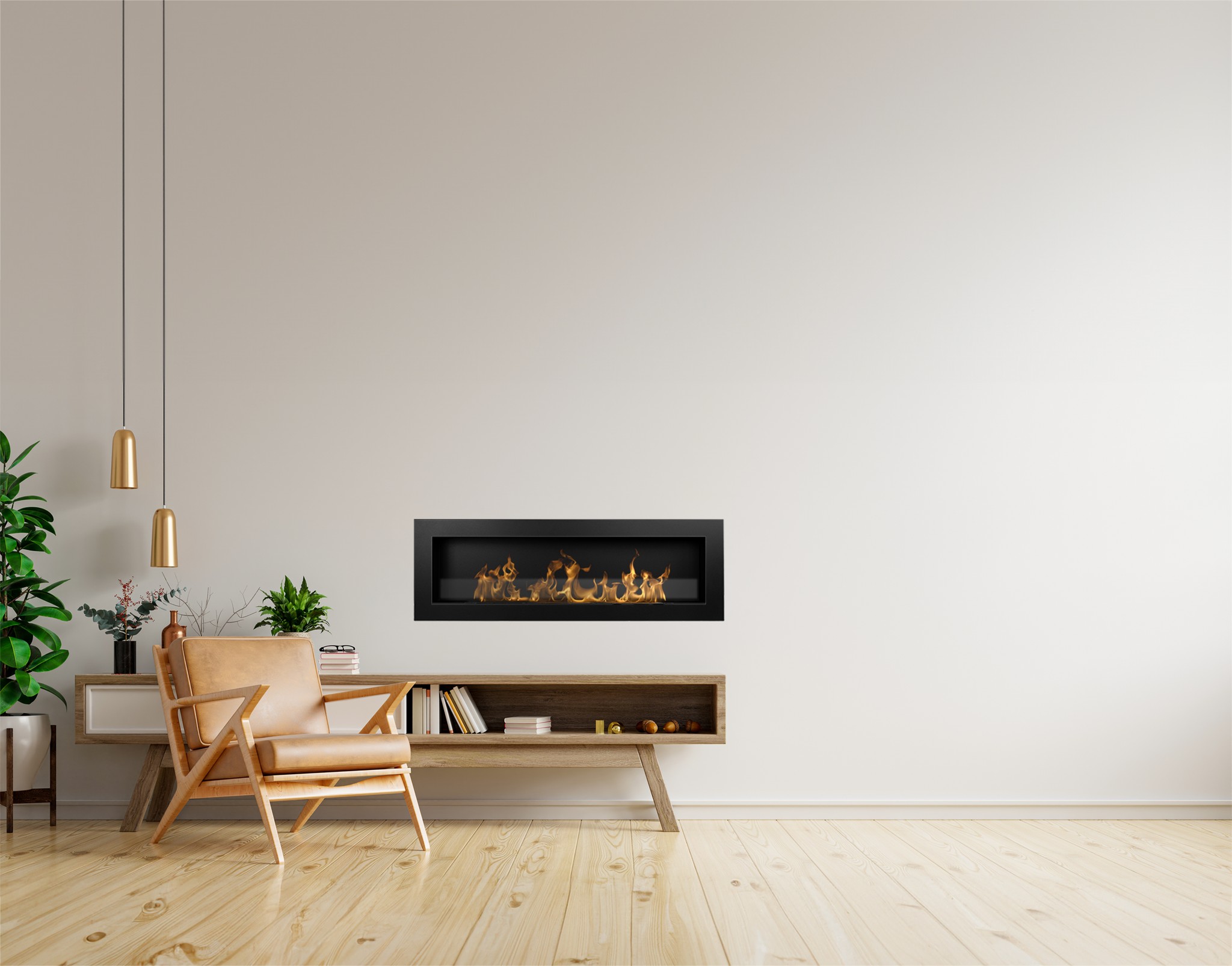 Aflamo Honos mit Glas Bioethanol Wandkamin schwarz matt